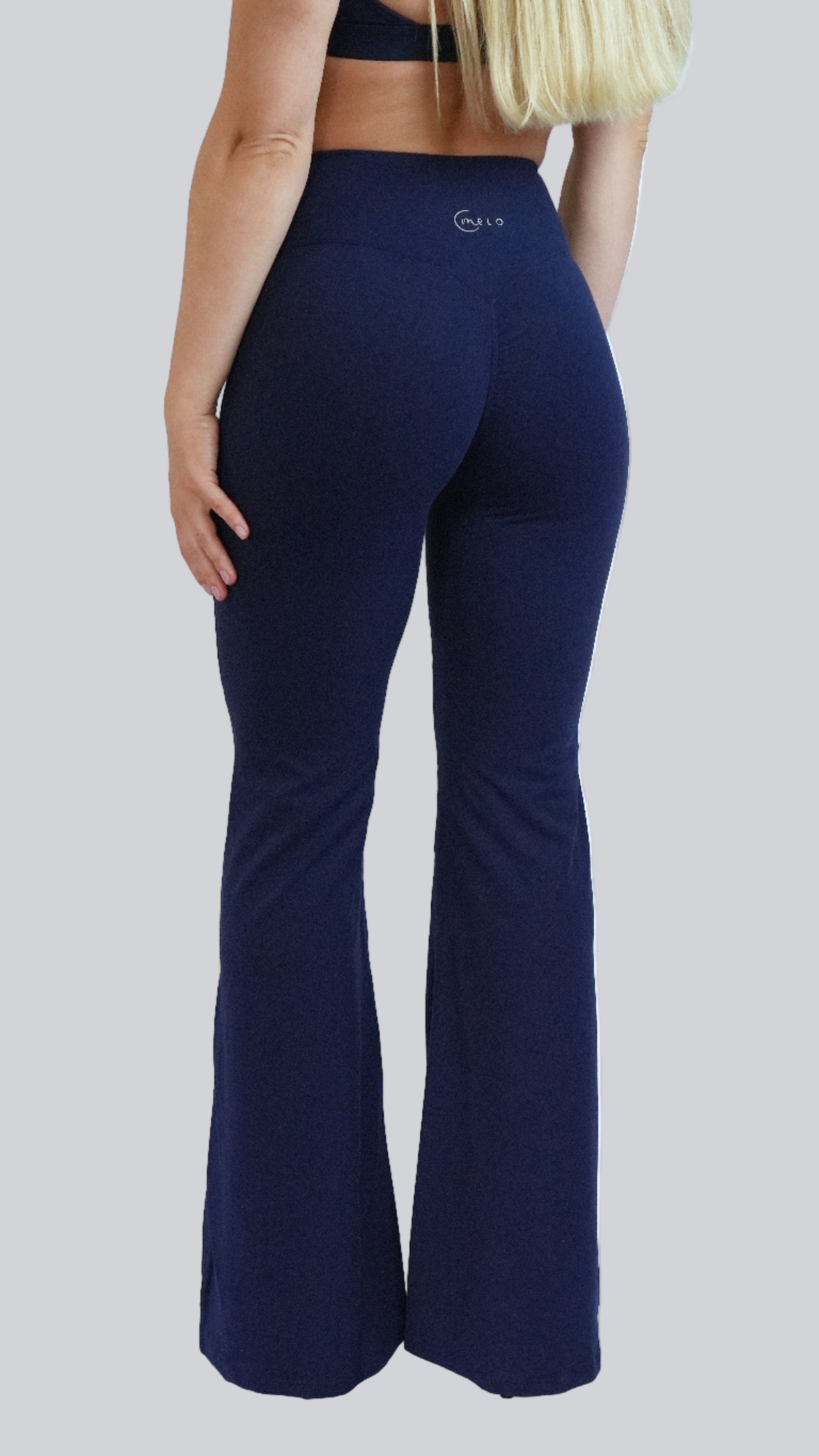 Midnight Blue Serène High-Waist Flared Leggings, flared high-waistedleggings for yoga - MELO Studio