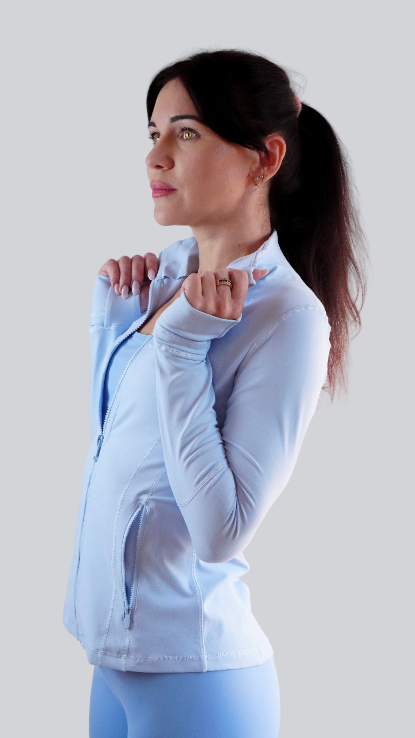 Mix & Match Essential Slim-Fit Track Jacket in Powder Blue