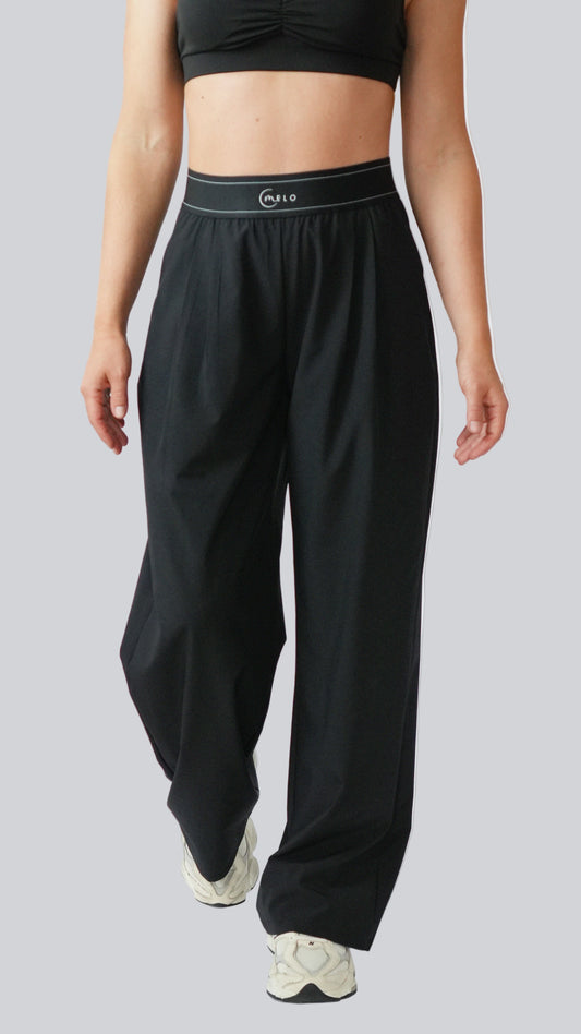 Black AirWeight wide-leg pants, ultra-light wrinkle-free activewear – MELO Studio