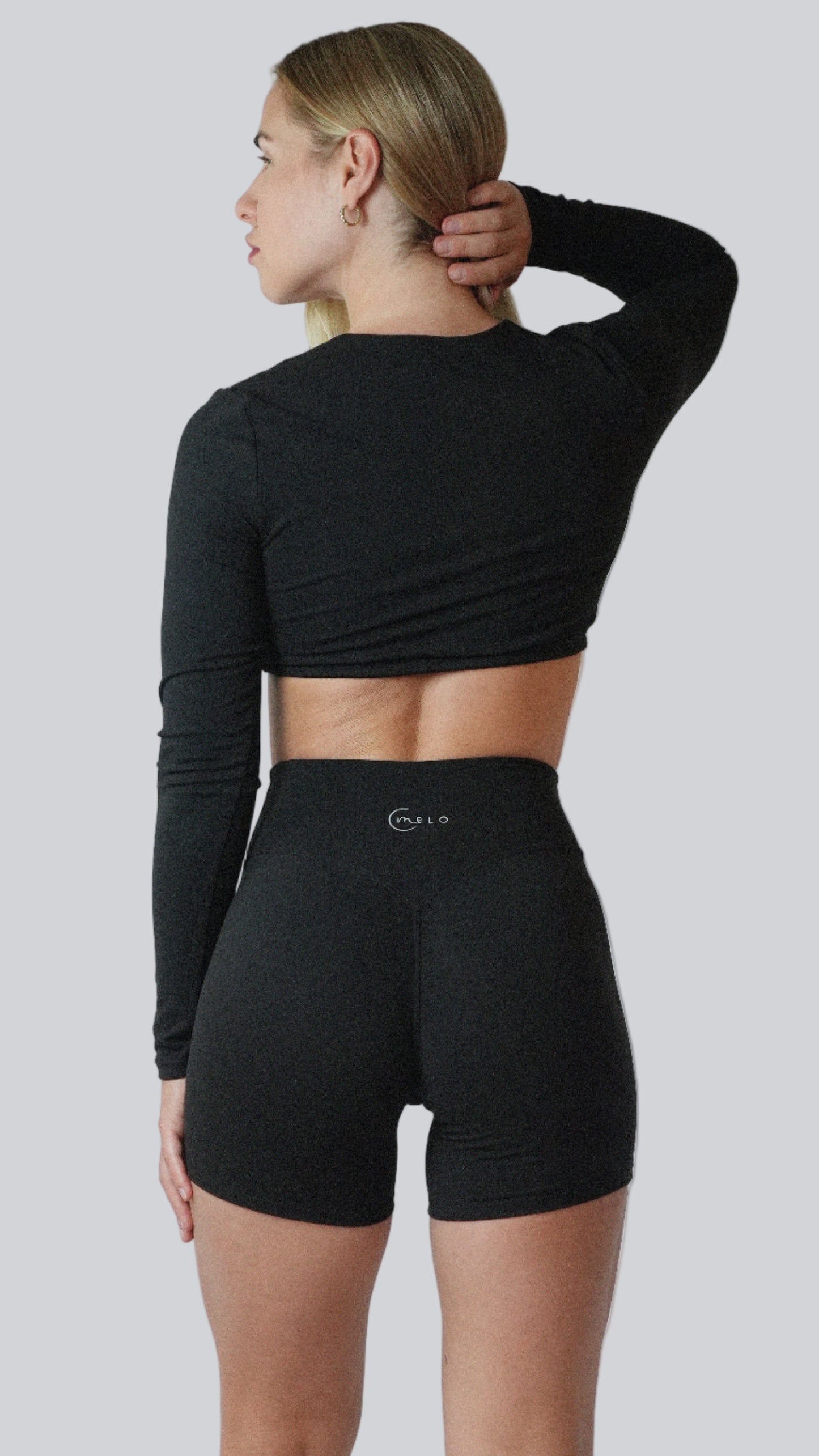 Jet Black Serène Sculpt Shorts, sculpting high-riseshorts for training and Pilates вЂ“ MELO Studio