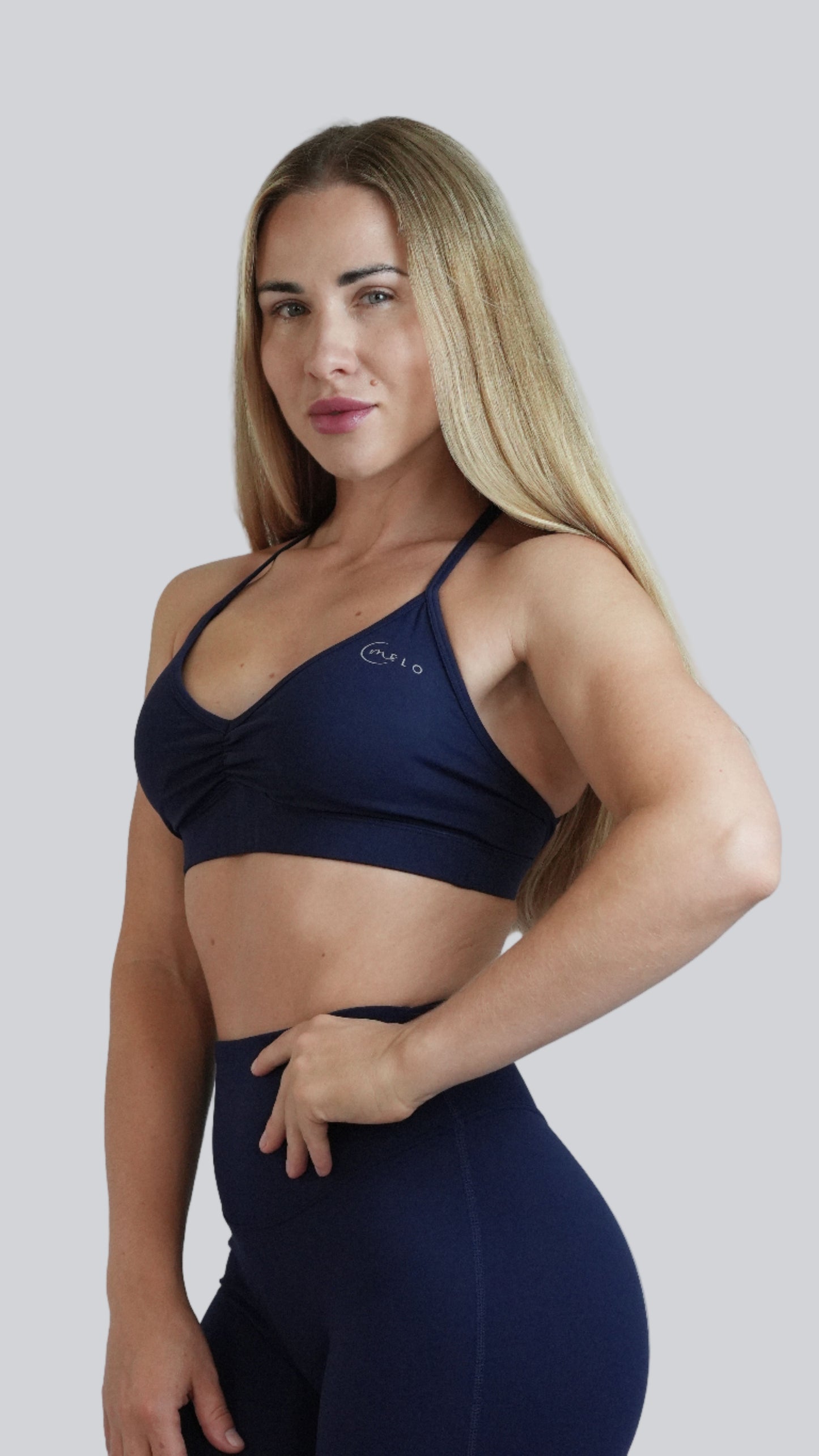 Midnight Blue Serène Soft Bra, smooth support for yoga and Pilates - MELO Studio