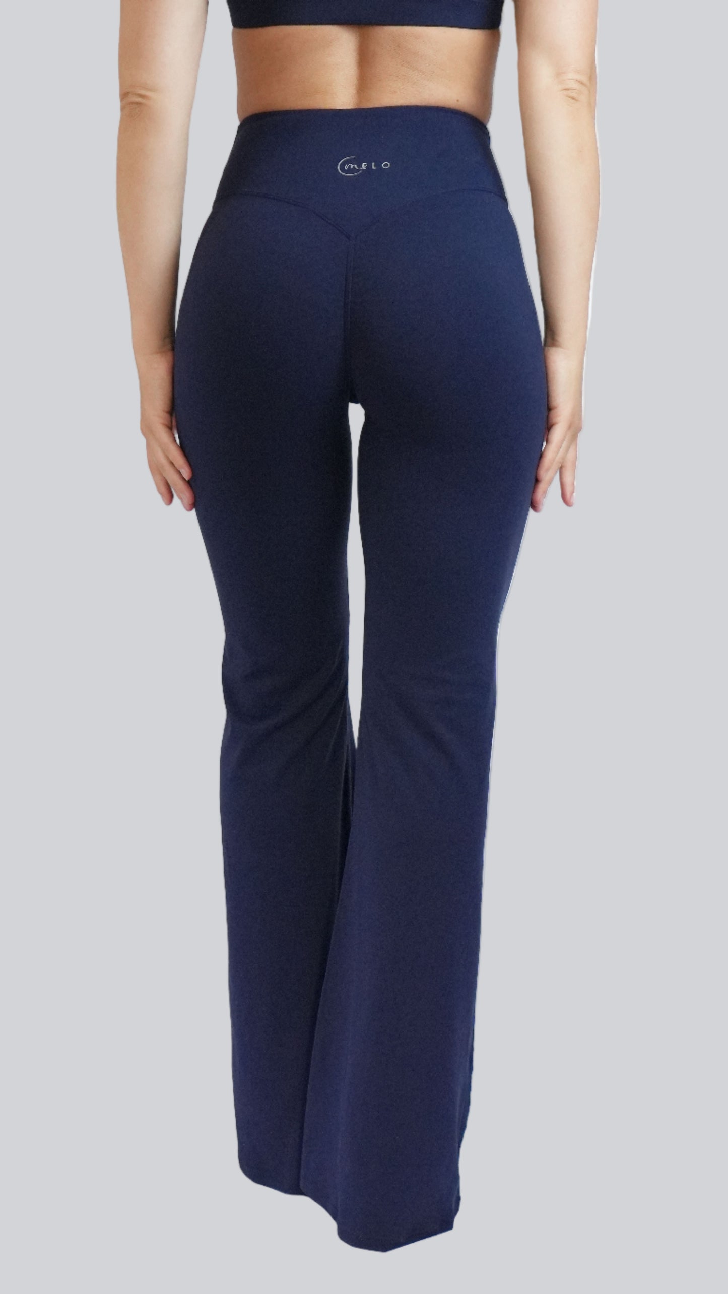 Midnight Blue Serène High-Waist Flared Leggings, flared high-waistedleggings for yoga - MELO Studio