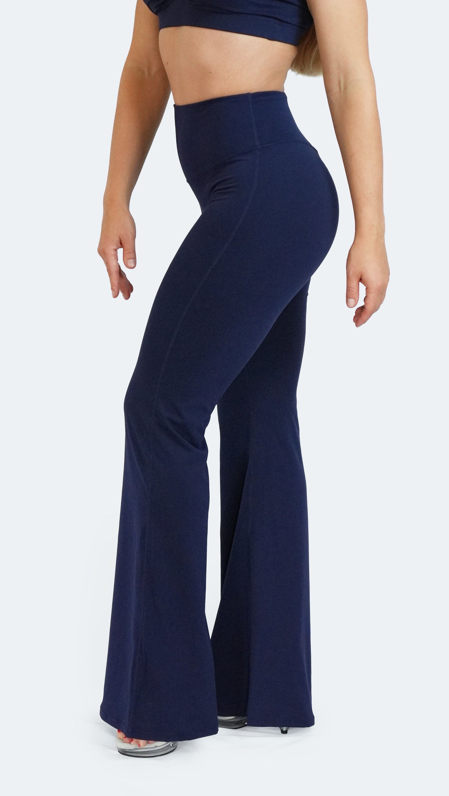 Midnight Blue Serène High-Waist Flared Leggings, flared high-waistedleggings for yoga - MELO Studio