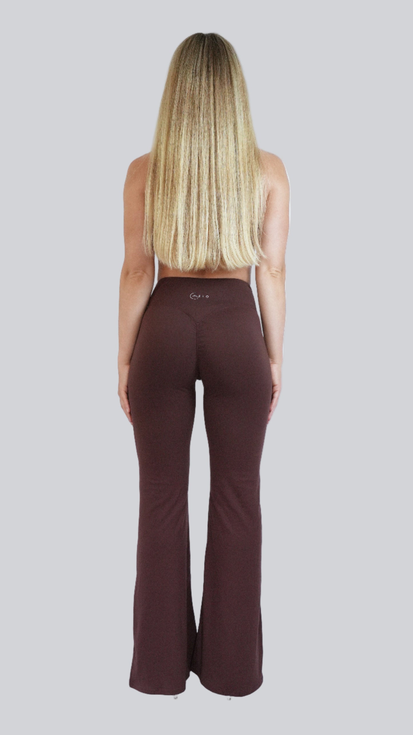 Mocha Brown Serène High-Waist Flared Leggings, flared high-waistedleggings for yoga - MELO Studio