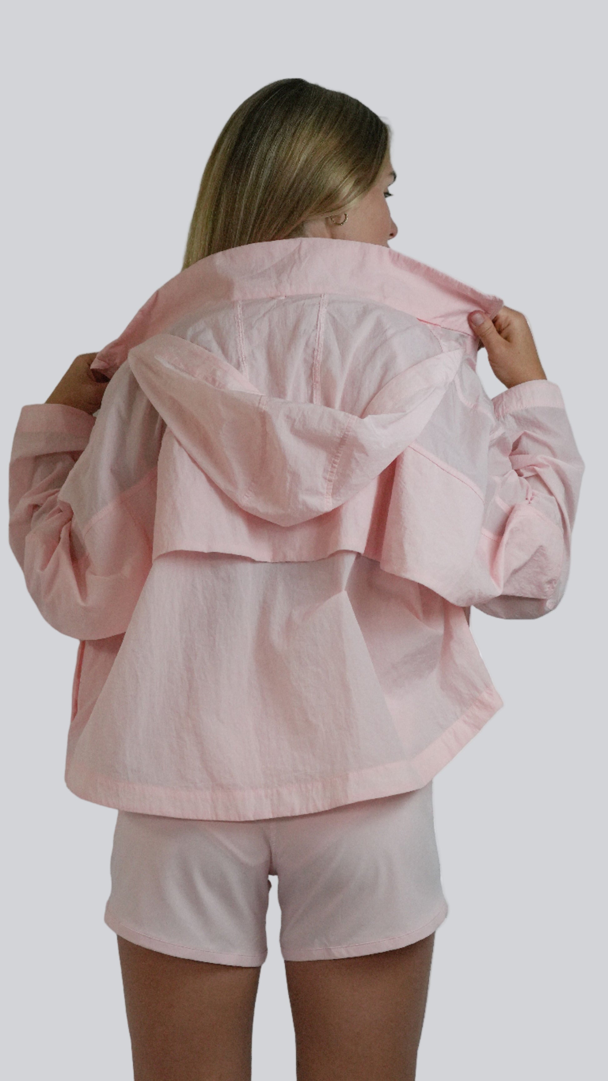Pink Sand Lightweight Rain Jacket - Nylon Shell by MELO Studio, activewear   -  MELO Studio