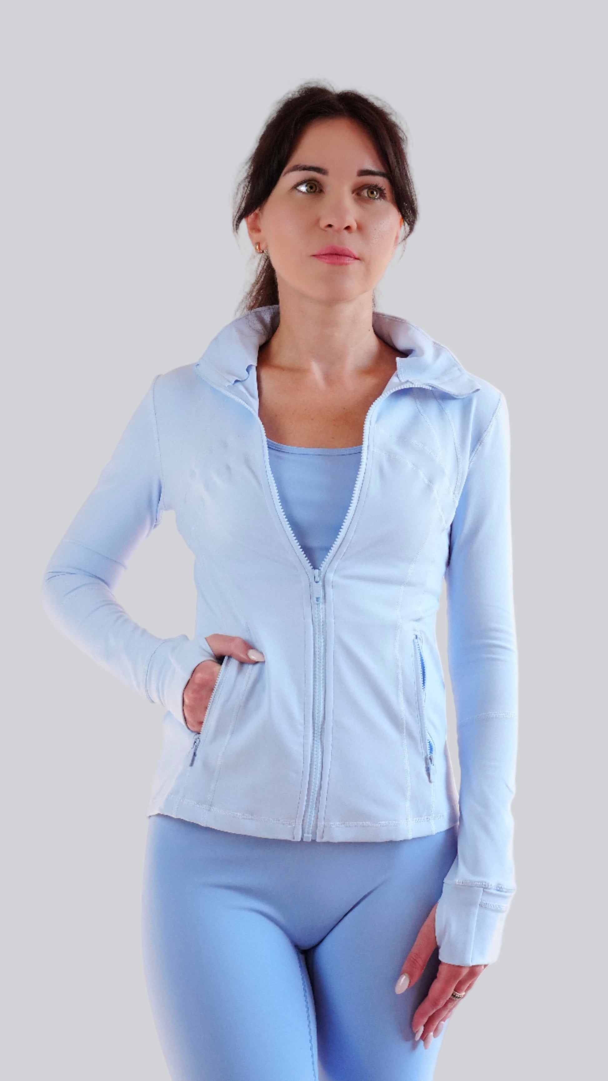 Mix & Match Essential Slim-Fit Track Jacket in Powder Blue